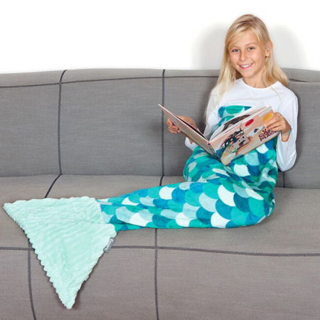 Patura coada de sirena pentru copii, Micuta Ariel, Marine, 240g/mp [0]