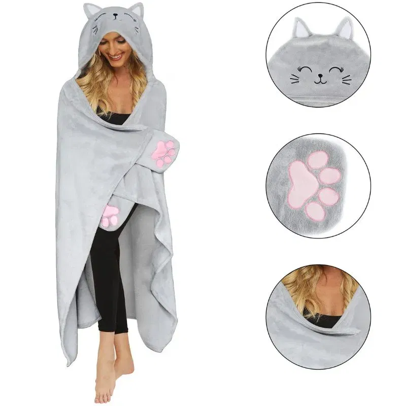 Patura Confortabila cu Gluga si Maneci Pisicuta [6]