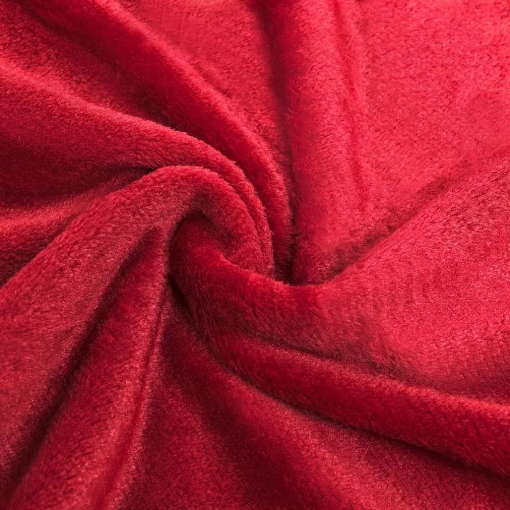 Patura cu maneci, buzunar si prindere la spate, Super Catifelata, 340g/mp, Rosie [10]