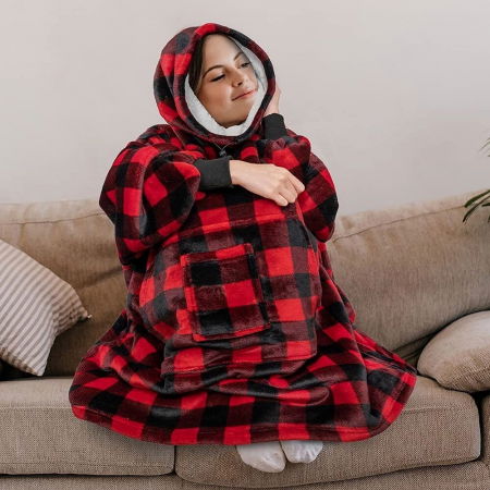 Hanorac Patura cu maneci si buzunar, gluga retractabila, Captusita, Super Calduroasa, Cool Stuff, 430 g/mp [1]