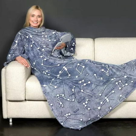 Patura cu maneci si buzunar, Iluminata, Constelatii, 240g/mp [2]