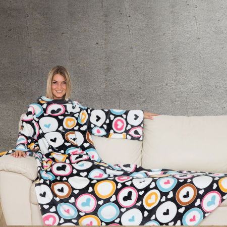 Patura cu maneci si buzunar, Inimioare Deluxe, 240g/mp [1]