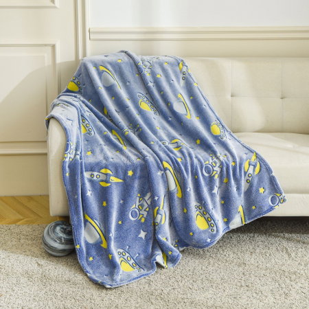 Patura Fosforescenta cu Astronauti Flanel 130 x 150 cm [4]