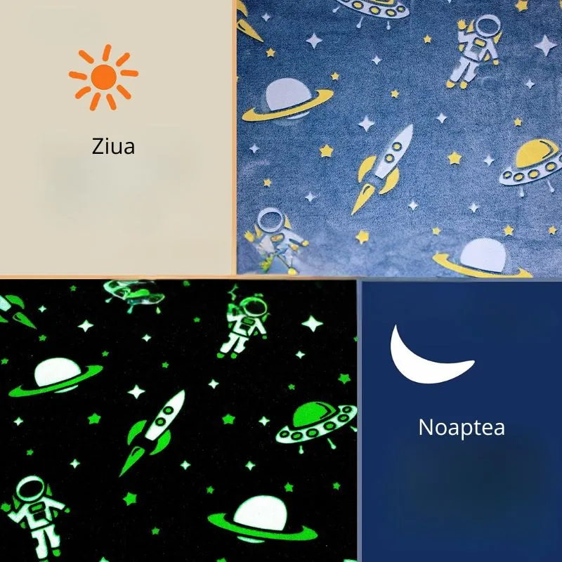 Patura Fosforescenta cu Astronauti Flanel 130 x 150 cm [7]