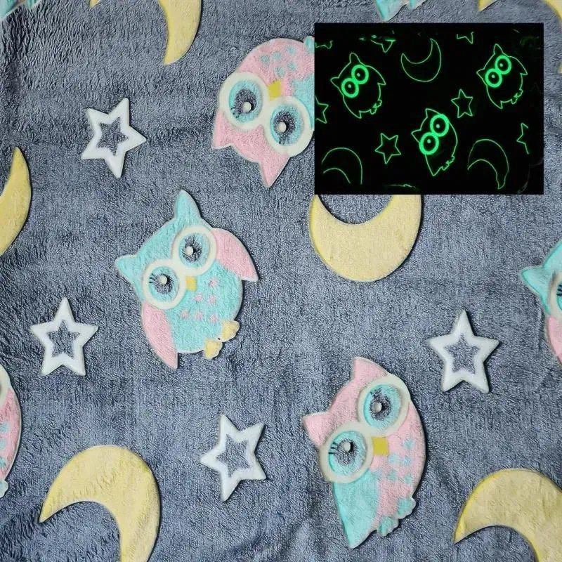 Patura Fosforescenta cu Bufnite Flanel 130 x 150 cm [7]