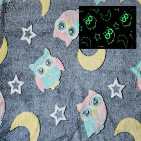 Patura Fosforescenta cu Bufnite Flanel 130 x 150 cm [7]