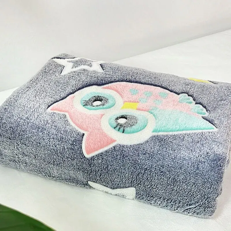 Patura Fosforescenta cu Bufnite Flanel 130 x 150 cm [3]