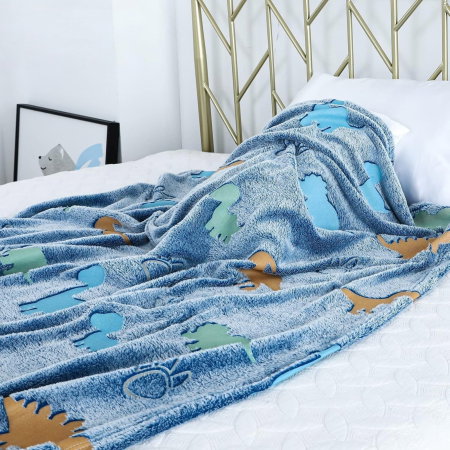 Patura Fosforescenta cu Dinozauri Flanel 130 x 150 cm [2]