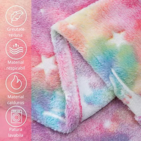 Patura Fosforescenta cu Unicorni Flanel 130 x 150 cm [4]