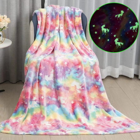 Patura Fosforescenta cu Unicorni Flanel 130 x 150 cm [3]