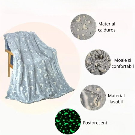 Patura Luna Fosforescenta Gri Flanel 130 x 150 cm [8]