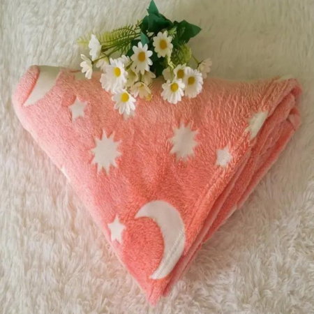 Patura Luna Fosforescenta Roz Flanel  130 x 150 cm [3]