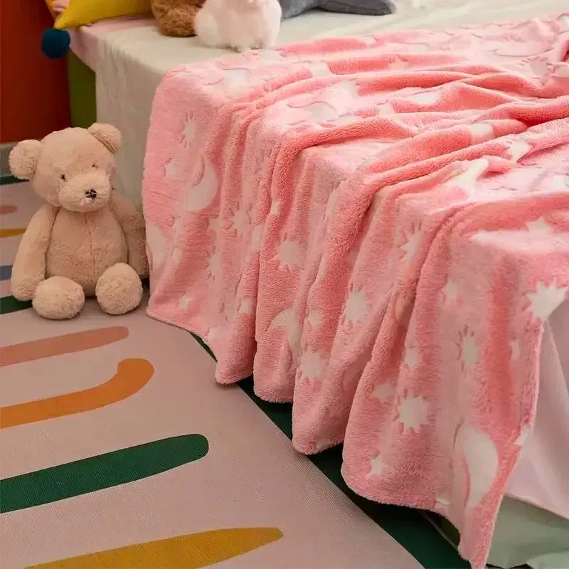 Patura Luna Fosforescenta Roz Flanel  130 x 150 cm [1]