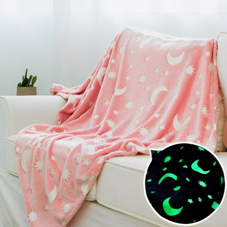 Cele mai noi - Patura Luna Fosforescenta Roz Flanel  130 x 150 cm