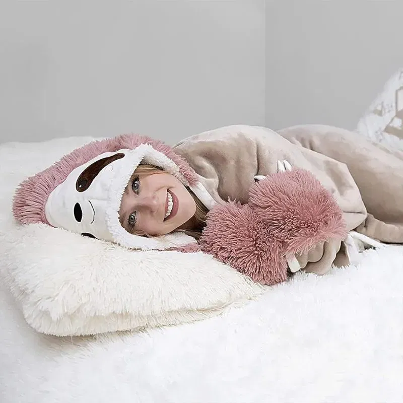 Patura Pufoasa Lenes Roz cu Maneci si Gluga [1]