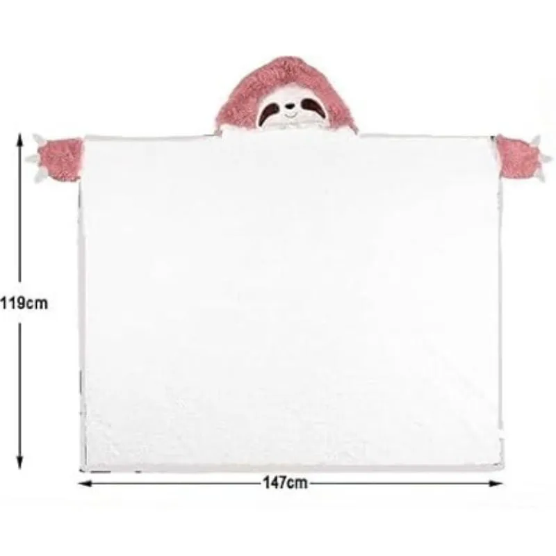 Patura Pufoasa Lenes Roz cu Maneci si Gluga [6]