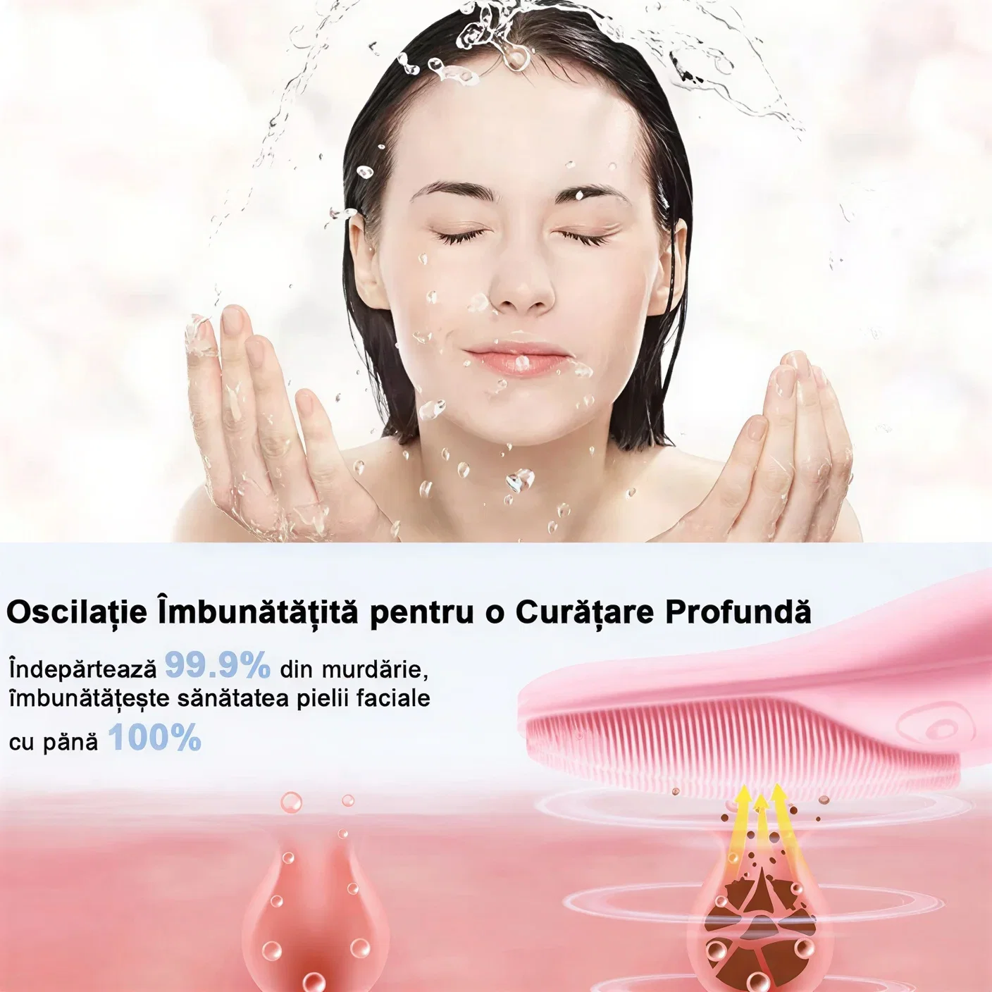 Perie faciala electrica 5 in 1 pentru curatare si exfoliere, cu vibratii, reincarcabila [9]