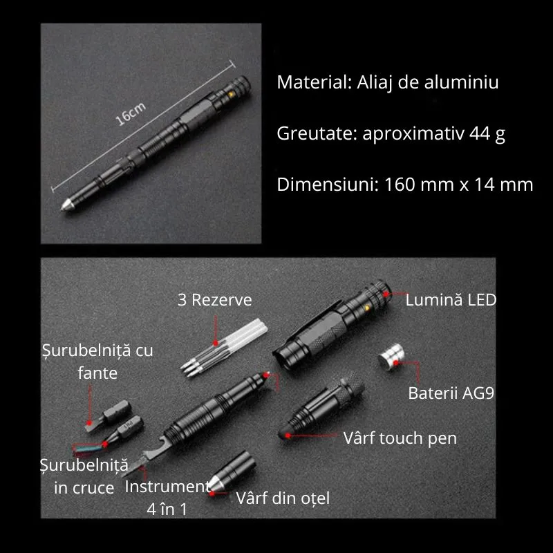 Pix tactic multifunctional 4 in 1 cu lanterna, ToolPen 007 [10]