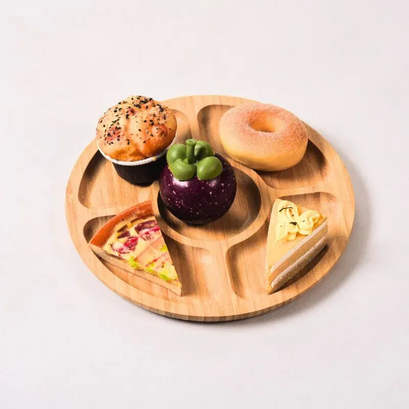 Cele mai noi - Platou pentru gustari din bambus cu 5 compartimente 20 cm