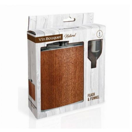 Plosca din otel inoxidabil, imbracata-n lemn, Marron [3]