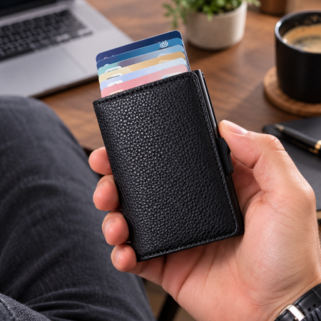 Cadouri Pentru Secret Santa - Portofel pentru Carduri Black Slim
