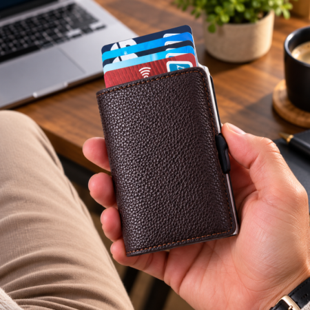 Cadouri Craciun Pentru Barbati - Portofel pentru Carduri Brown Slim