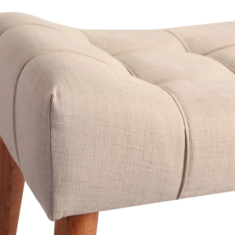 Pouf New Cool crem, design elegant, structura din lemn masiv [3]