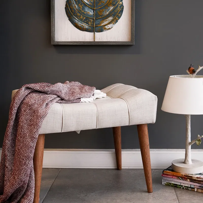 Pouf New Cool crem, design elegant, structura din lemn masiv [0]