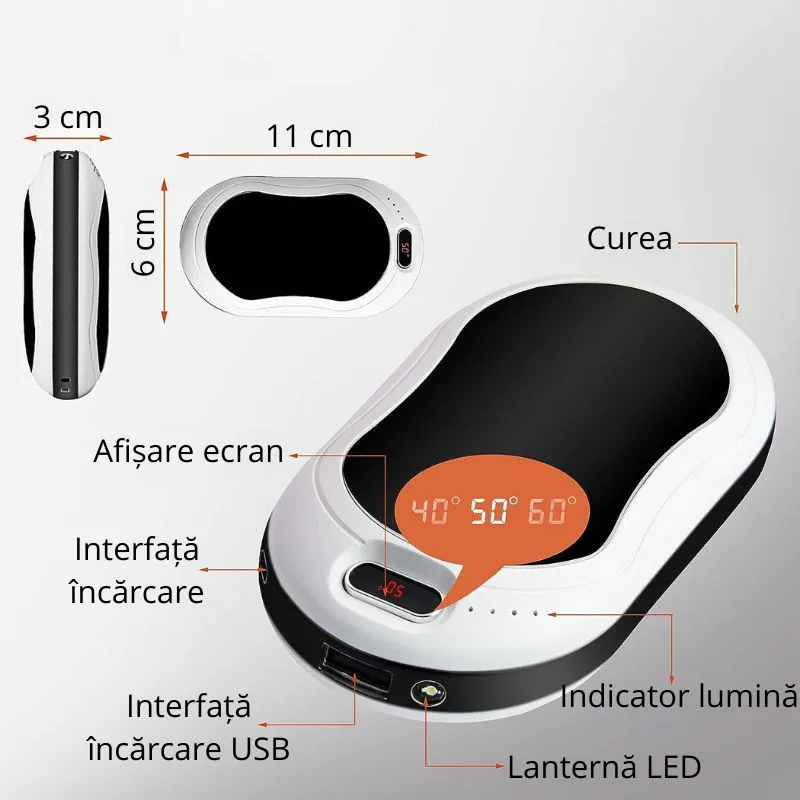Powerbank cu incalzire pentru maini 55 grade Bucuria frigurosilor 10000mAh [15]