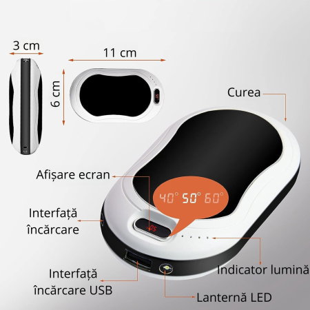 Powerbank cu incalzire pentru maini 55 grade Bucuria frigurosilor 10000mAh [15]