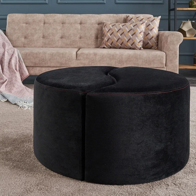 Puf Alis, negru si roz, catifea, design modern, confortabil [1]