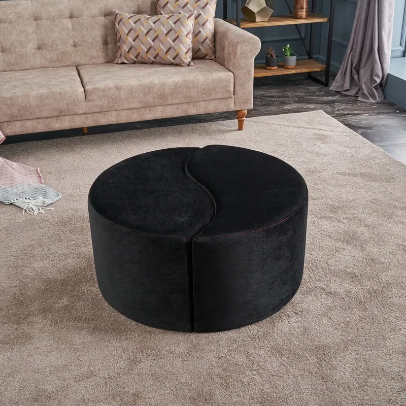 Puf Alis, negru si roz, catifea, design modern, confortabil [0]
