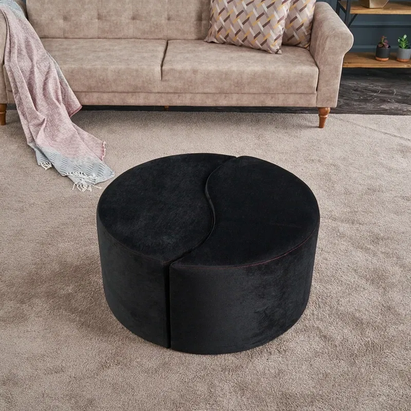 Puf Alis, negru si roz, catifea, design modern, confortabil [2]