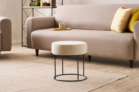 Puf Didim, rotund, crem, cu picioare metalice, confortabil si elegant [0]