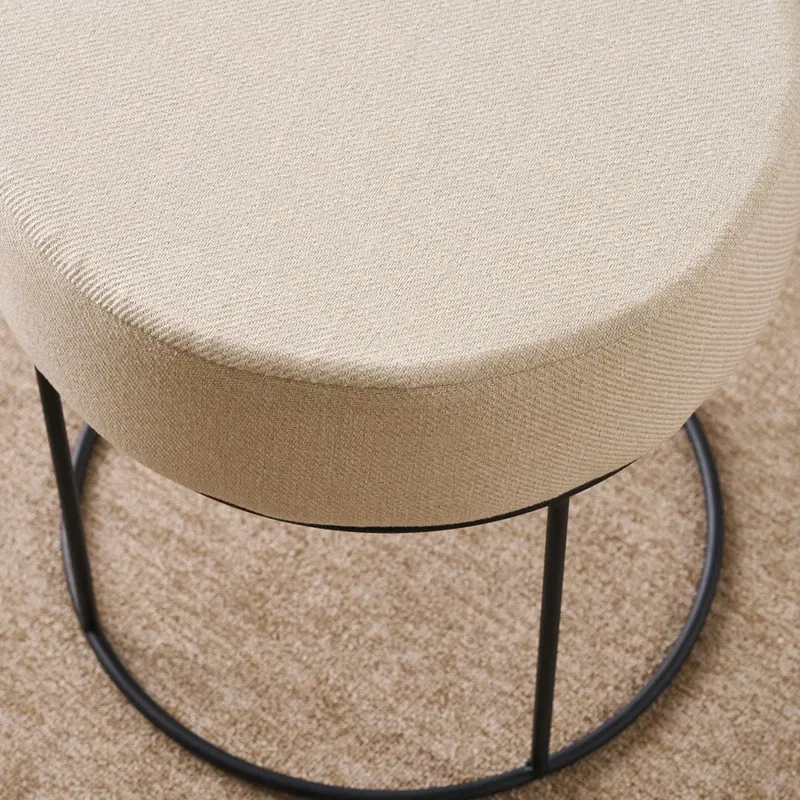 Puf Didim, rotund, crem, cu picioare metalice, confortabil si elegant [4]