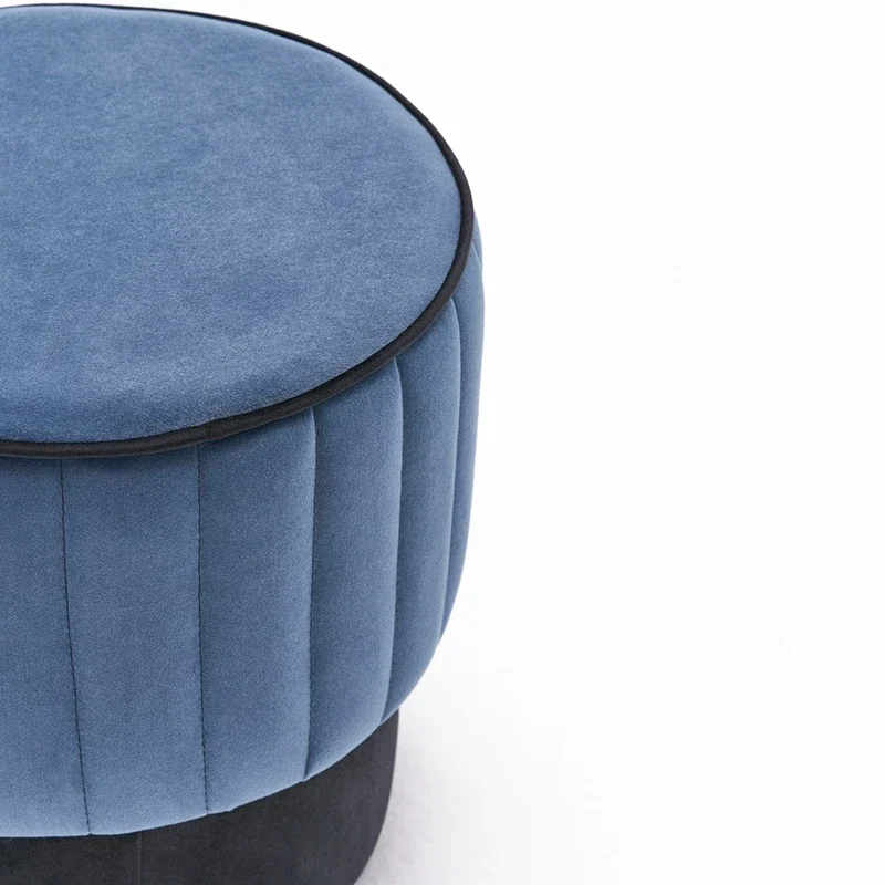 Puf Rose, albastru, catifea, baza din lemn, confortabil si elegant [4]