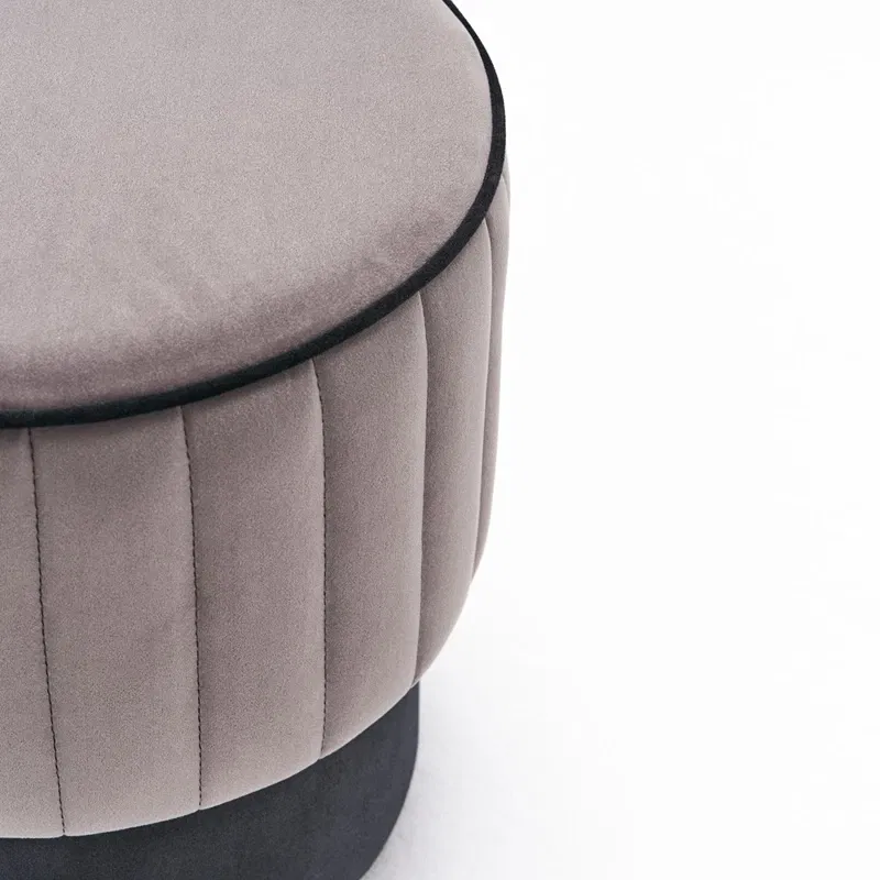 Puf Rose, gri, catifea, baza din lemn, confortabil si elegant [5]