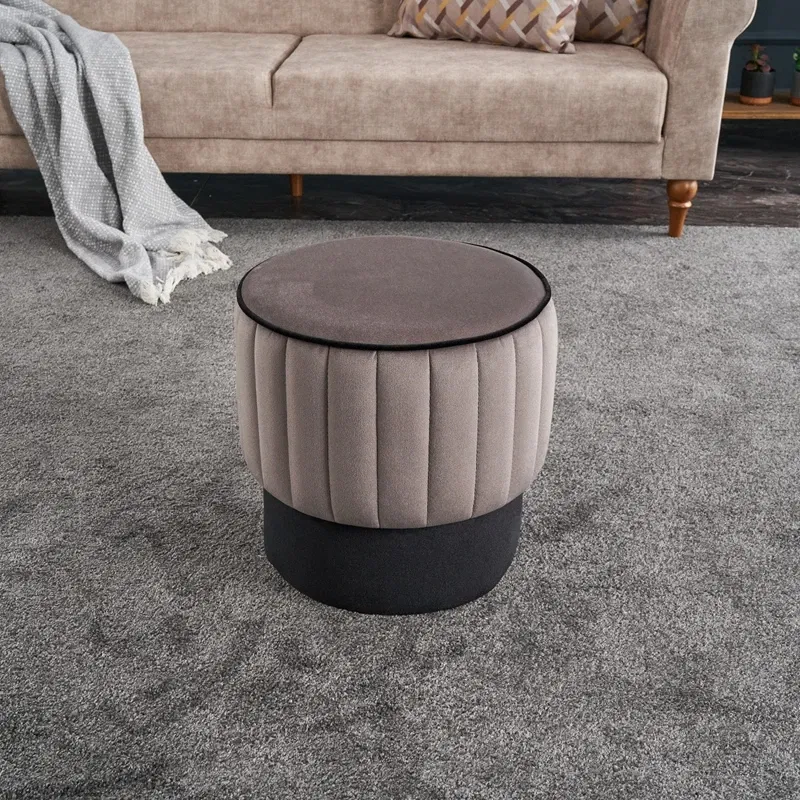 Puf Rose, gri, catifea, baza din lemn, confortabil si elegant [1]