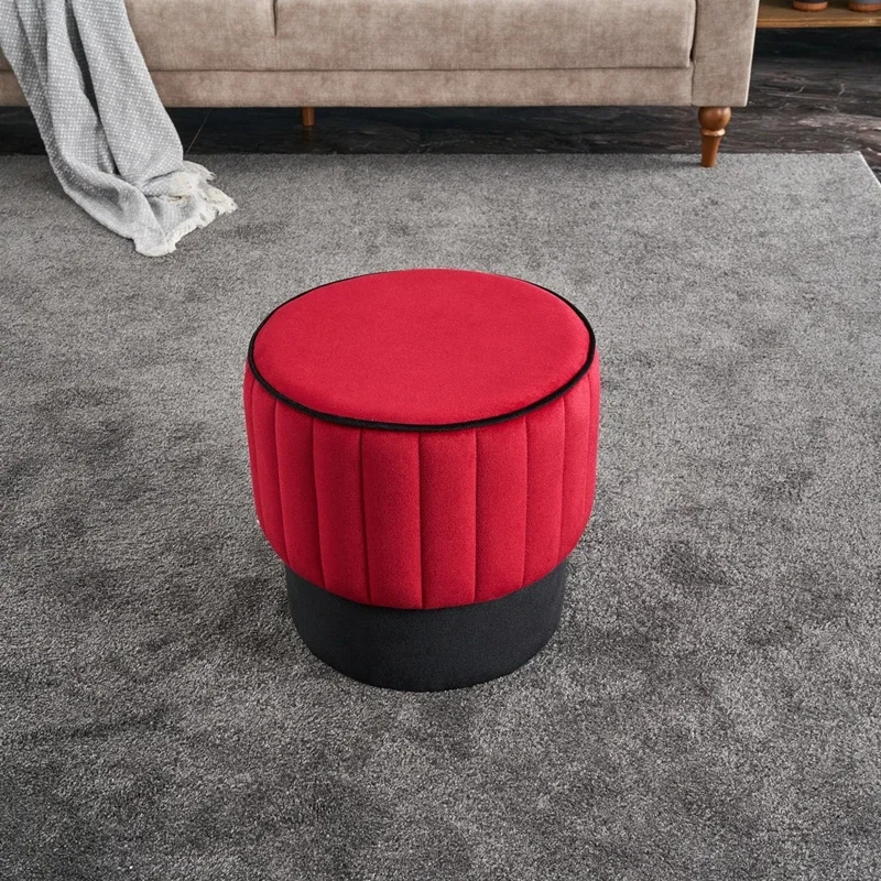 Puf Rose, rosu, catifea, baza din lemn, modern si rafinat [0]
