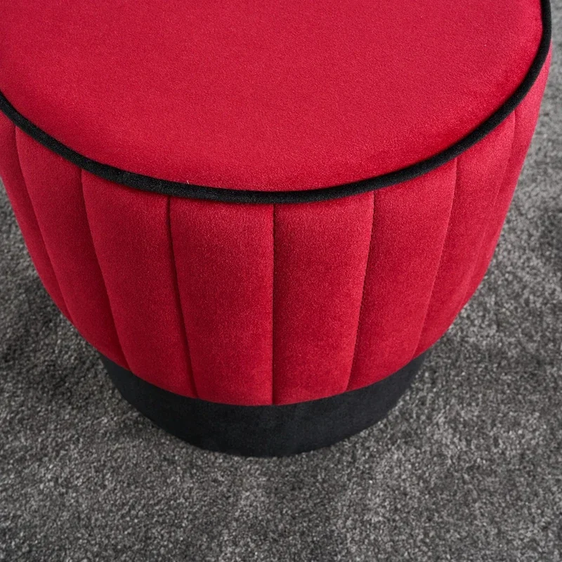 Puf Rose, rosu, catifea, baza din lemn, modern si rafinat [2]
