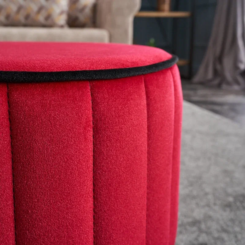 Puf Rose, rosu, catifea, baza din lemn, modern si rafinat [4]