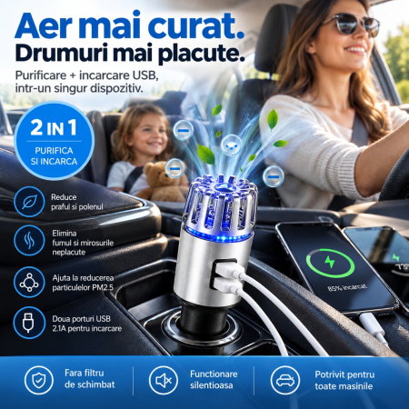 Purificator auto cu incarcator dual port USB [3]