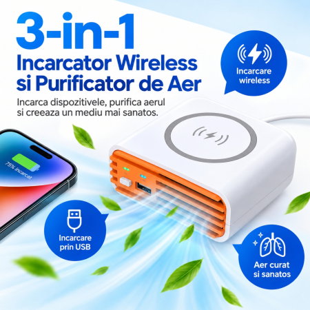 Purificator de aer wireless 3 in 1 Portocaliu [9]