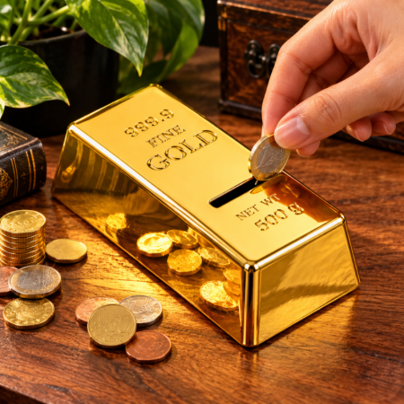Cadouri pentru Iubita - Pusculita haioasa pentru adulti lingou de aur