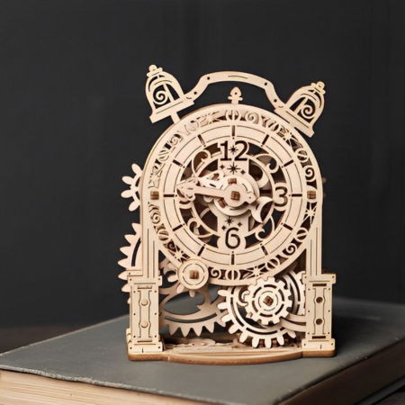 Puzzle 3D Ceas cu alarma Vintage din lemn, Ugears [0]