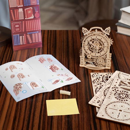 Puzzle 3D Ceas cu alarma Vintage din lemn, Ugears [4]