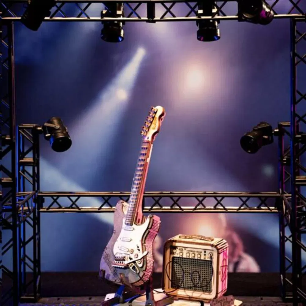 Puzzle 3D Chitara electrica Retro din lemn Robotime [2]