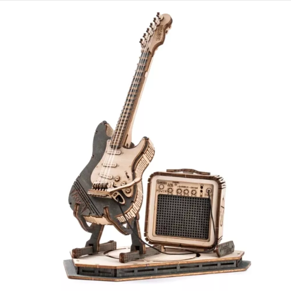 Puzzle 3D Chitara electrica Retro din lemn Robotime [6]