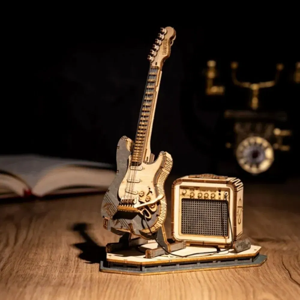 Puzzle 3D Chitara electrica Retro din lemn Robotime [0]