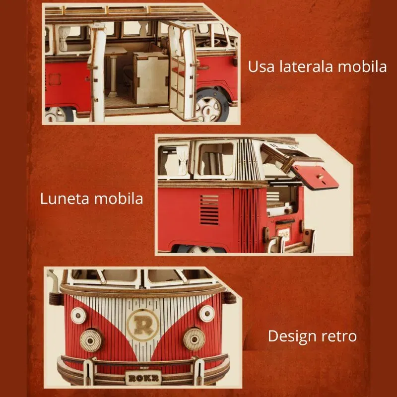 Puzzle 3D din lemn Masina Retro [6]